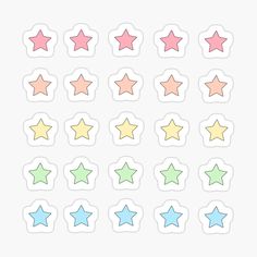 star stickers in pastel colors on a white background