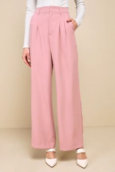 Women's Dress Pants - Suit Pants, Trousers & Slacks - Lulus Chic Wide Leg Pants With Side Slits For Spring, Casual Party Bottoms With Side Slits, Chic Summer Pants With Side Slits, Chic Bottoms With Side Slits For Spring, Trendy Bottoms With Side Slits For Night Out, Chic Bottoms With Side Slits For Day Out, Chic Split Design Pants For Spring, Chic Spring Pants With Split Design, High Waist Bottoms With Side Slits In Solid Color