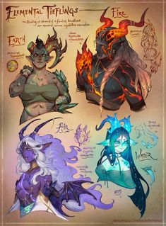 four different types of female demons