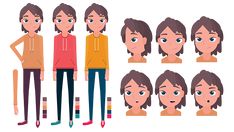 a woman with different facial expressions standing next to each other