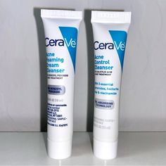 2 Cerave - Acne Foaming Cream Cleanser 10ml/0.34oz // Brand New Never Used Acne Foaming Cream Cleanser, Microdermabrasion Paste, Cerave Skincare, Morning Cleanser, Exfoliating Cleanser, Sugar Body Scrub, Sugar Body, Oil Cleanser, Cream Cleanser