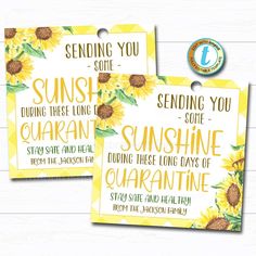 two sunflowers are shown with the words sending you some sunshine