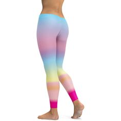 We've created these Pastel Rainbow Leggings where gorgeous soft pastel colors form a rainbow. You can wear these leggings anywhere at anytime. Rainbow Leggings, 100 Squats, Soft Pastel Colors, Soft Leggings, Squat Proof, Pink Leggings, Pastel Rainbow, A Rainbow, Soft Pastel