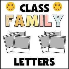 class family letters with smiley faces