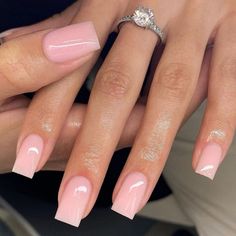 Light Nails Short, Light Pink Square Acrylic Nails, Short Pink Square Nails, Light Pink Short Nails, Light Pink Square Nails, Square Pink Nails, Nails Light Pink, Y2k Acrylic, Natural Acrylic Nails