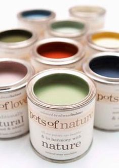 six different colors of paint sitting in a row on top of each other with the words, beesofnatum