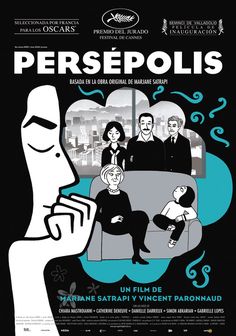 a movie poster for persepolis with people sitting on a couch and talking to each other