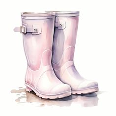 Wellington Boots Drawing, Rain Boots Drawing, Pink Rain Boots, Garden Boots, Shoes Illustration, Spring Rain, Wellington Boots, Rubber Boots, Printable Image