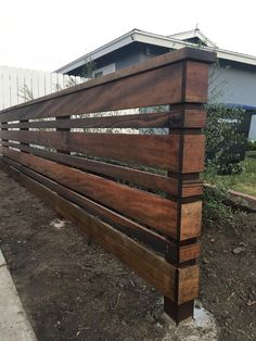 a wooden fence in front of a house