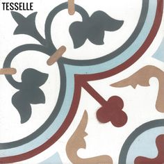 an artistic tile design with various colors and shapes