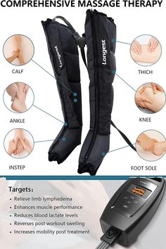 【Powerful Compression With Longest】This sequential compression device possesses 6 modes which is better to meet various needs. The machine has a wide and strong pressure range of 30-150mmHg. Besides, it’s digital control with a real-time indicator which could keep consistent for each zone pressure and freely adjust parameter. 【Rechargeable Corded & Portable Use】The main unit includes a longest and rechargeable battery up to 6 HOURS to use with/without plugging into the wall after fully charged. Compression Boots, Feet Pain Relief, Leg Circulation, Medical Devices, Medical Device, Massage Therapy, Blood Circulation, Rechargeable Battery, The Machine