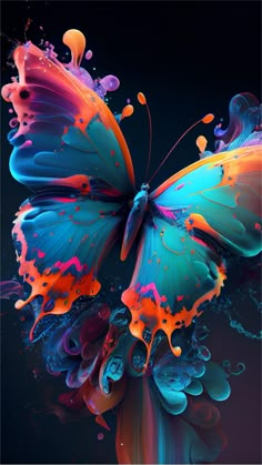 the colorful butterfly is flying through the air with its wings spread out and it's colors