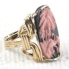 Flamingo Fashion, Flamingo Jewelry, Art Deco Pink, Cameo Ring, Fine Jewels, Pink Flamingo, Formal Attire, Pink Flamingos