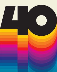 an image of the number forty four in rainbows and black on a white background