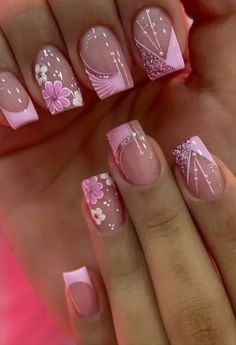 French Nail Designs Spring, Diy Long Nails, Purple Wedding Nails, Turquoise Nail Designs, Nails Fancy, Henna Nails, Art Deco Nails