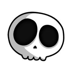 a black and white drawing of a skull with two eyes on it's face