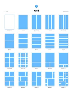 the grid diagram shows different types of squares and rectangles, with each one in blue