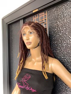 FULL LACE brown ombre synthetic dreadlocks wig. Cam be made in small, medium or large cap size Locs are about 12 to 14 inches each. Numerous styling options. Natural looking synthetic dreadlocks. Baby hair present. Elastic band attached. Processing time is 3 to 4 weeks Buyers outside the US, please note that you may be required to pay custom/import duty when your order arrives in your country. . Get your free guide on how to make your wig lay flat without glue. Dread Wig, Dreadlock Wig, Wig Brown, Synthetic Dreadlocks, Brown Ombre, Baby Hair, Locs, Baby Hairstyles, Elastic Band