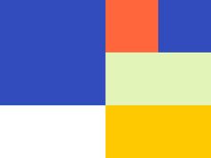 an orange, yellow and blue background with squares