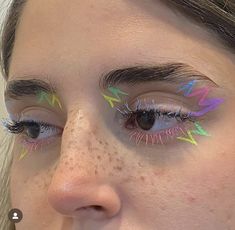 Neon Graphic Liner, Color Eyeliner Makeup, Hippie Makeup, Colorful Eyeliner, Pride Makeup, Work Makeup