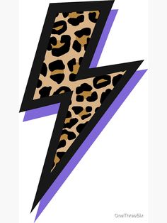 an animal print lightning bolt with purple and black stripes