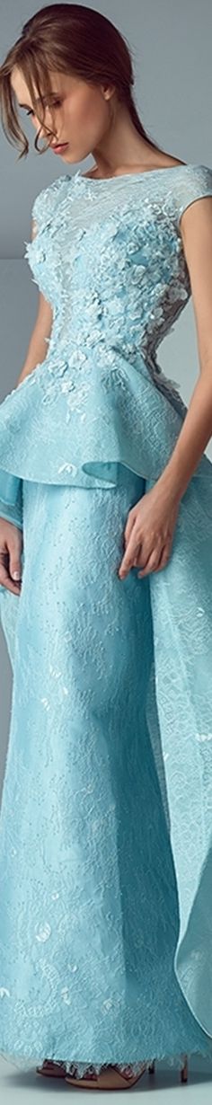 Saiid Kobeisy Spring-Summer 2017 RTW Color Celeste, Fairy Dress, Undercut, Party Gowns, Fancy Dresses, Blue Dress, Blue Fashion, One Shoulder Formal Dress