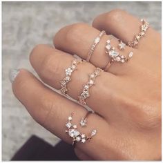 Crystal Vintage Style Star Moon Ring Set Silver 5 Rings In Listing Ring Selfie, Moon Ring, Diy Schmuck, Accessories Rings, Unique Engagement Rings, Vintage Engagement Rings, Accessories Jewelry, Bling Bling, White Gold Rings