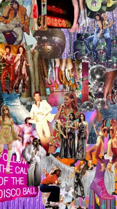 collage of images from the 80s's and 1990s's including disco dancers