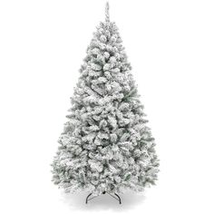 a white christmas tree with snow on it