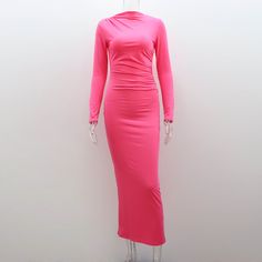 F00225759-202 Fitted Solid Red Midi Dress, Pink Solid Color Midi Dress For Party, Pink Long Sleeve Flirty Bodycon Dress, Pink Solid Color Party Midi Dress, Pink Flirty Long Sleeve Bodycon Dress, Flirty Long Sleeve Pink Bodycon Dress, Flirty Long Sleeve Midi Dress For Club, Pink Party Midi Dress, Party Midi Dress With Stretch In Solid Color