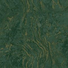 a green marble textured wallpaper with gold and black swirls on the surface