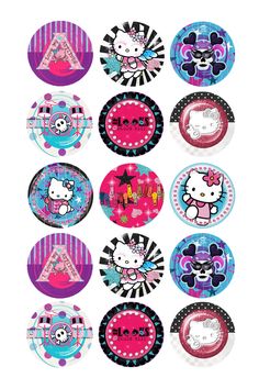 hello kitty party plates with different designs on them