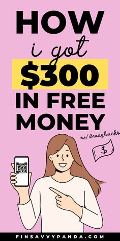 a woman holding up her phone with the text how i got $ 500 in free money