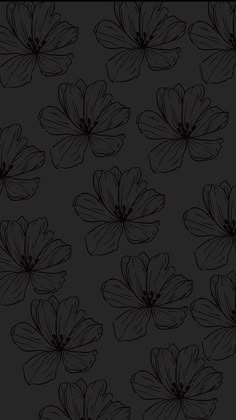 a black and white flower pattern on a dark background with the words, flowers are drawn in