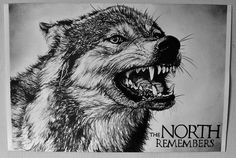 a drawing of a wolf with its mouth open