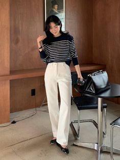 90s Office Fashion Women, Aesthetic Office Outfit Korean, Polo Blouse Outfit Korean, Polo Outfit Women's Korean, Kdrama Outfits Women, Tweed Cardigan Outfit Korean, Cardigan And Skirt Outfit Korean, Inspired Outfits