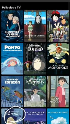 an image of anime movies in spanish and english