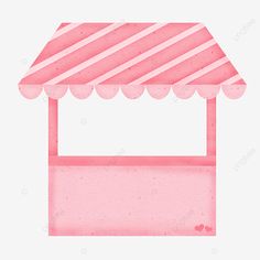 a pink and white striped awning on top of a building, illustration, background png and psd