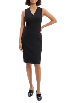 Shape-highlighting princess seams trail down this desk-to-dinner dress crafted from stretch-kissed wool in a classic sheath silhouette. 43" length (size 8) Hidden back-zip closure V-neck Sleeveless lined 96% wool, 4% elastane Dry clean Imported Fitted Midi Dress, Belted Midi Dress, V Neck Midi Dress, Dress Crafts, Straight Dress, Dinner Dress, Princess Seams, Stretch Dress, Princess Seam