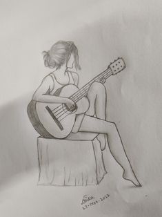 Eerie Drawings, Girl Playing Guitar, Pencil Arts, Pencil Sketches Easy, Friends Sketch, Nature Art Drawings, Pencil Sketch Images, Easy Love Drawings