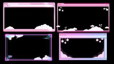 four different screens with clouds in the middle and one on the bottom, all lit up