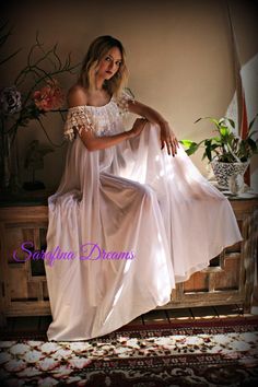 White Cotton Sleepwear, Circle Skirt Outfits, Wedding Nightgown, Honeymoon Night, Sheer Veil, Victorian Nightgown, Bridal Nightgown, Fantasy Clothes, Lingerie Bridal