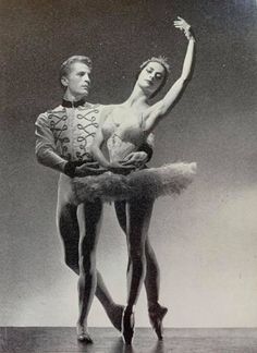 an old photo of two ballerinas posing for the camera