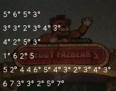 the teddy bears sign has numbers on it