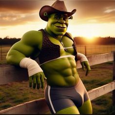 an image of a man dressed as the incredible hulk from the movie avengers, standing in front of a fence