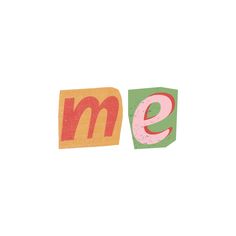 the letter m and e are made out of colored paper