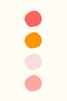 Cream background with four uneven circles spaced vertically along the middle. Each circle a different colour, bright pink, vibrant orange, pastel pink light, pastel pink Beige Pink Orange Aesthetic, Pink Orange White Aesthetic, 70s Pink Color Palette, Pink And Orange Pallete, Clementine Color Palette, Orange Pink White Color Palette, Orange And Pink Color Scheme, Sherbert Color Palette, Red Orange Pink Colour Palette