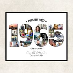 a 50th birthday card with the number fifty five in it's letters and photos