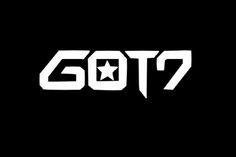 the word got7 written in white on a black background with a star above it