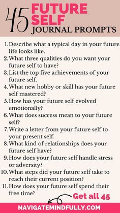 45 Future Self Journaling Prompts for Envisioning Your Path Envisioning Your Future, Journal Prompts Dream Life, Future Self Journaling Prompts, Future Self Prompts, Dream Life Prompts, Future Journal Prompts, Future Me Letter Ideas, Letter To Future Self Prompts, Future Self Questions